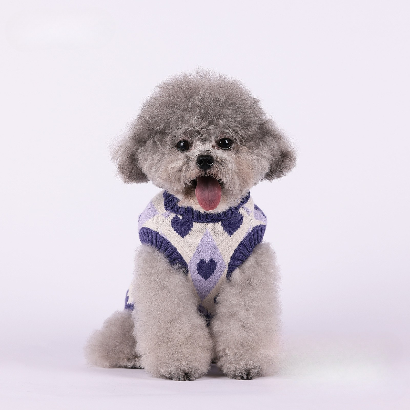 Diamond Heart Pet Sweater – Vintage Knit Sleeveless